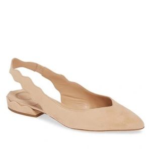 NWT CHLOE LAURENA SCALLOPED SLINGBACK FLAT in Reef Shell in 37.5